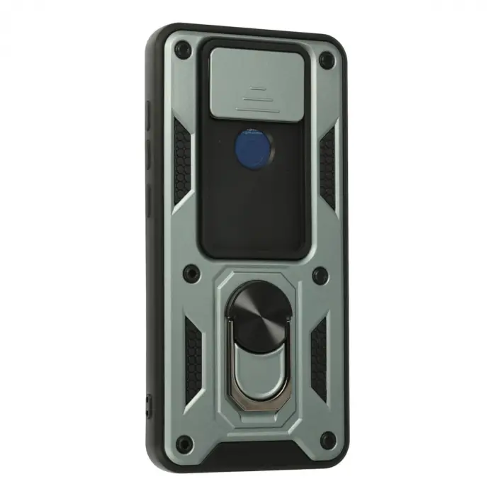 Xiaomi Redmi Note 9 Kılıf Pars Lens Yüzüklü Silikon - Yeşil