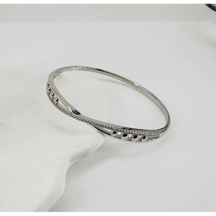Rodyum Zirkon Taşlı Pirinç  Xuping Bileklik 5.9 Mm - Kbl0221