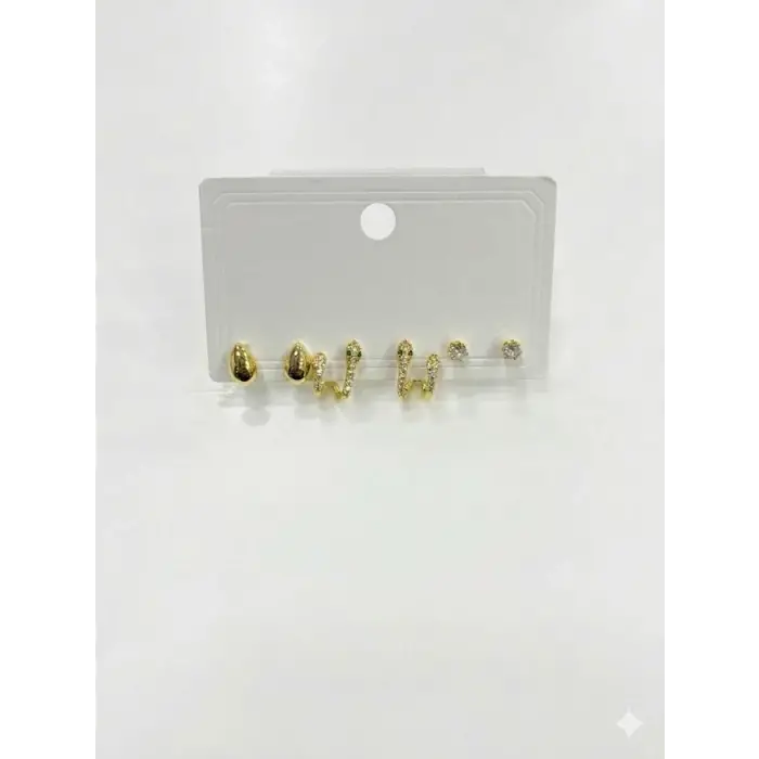 Yılan Detaylı Altılı Küpe