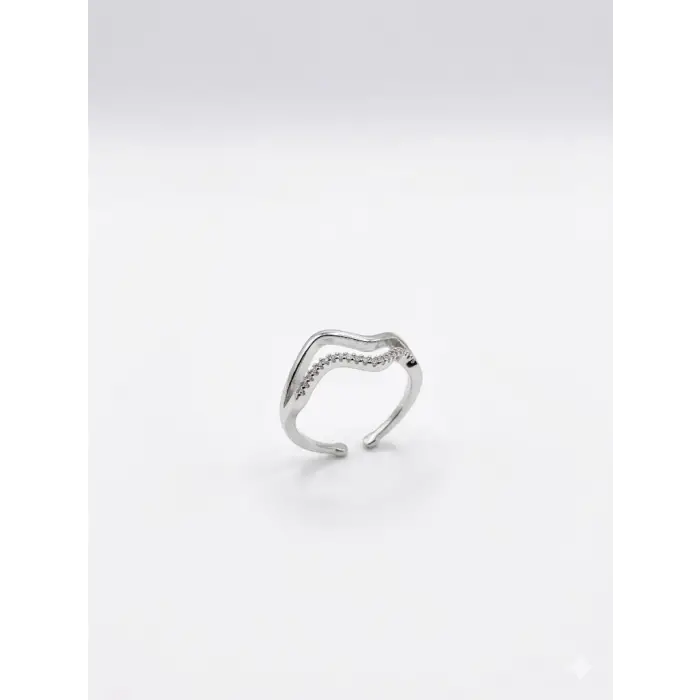 Zikzak Model Taşlı Yüzük