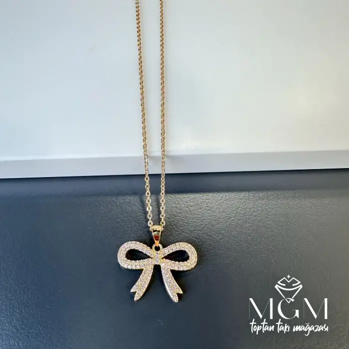 Zirkon Taşlı Fiyonk Kolye - Kl0017