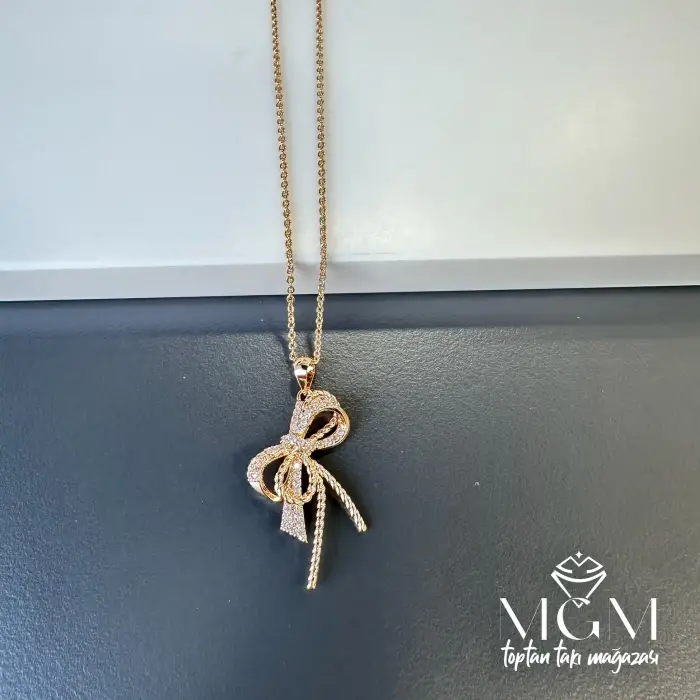 Zirkon Taşlı Fiyonk Kolye - Kl0021