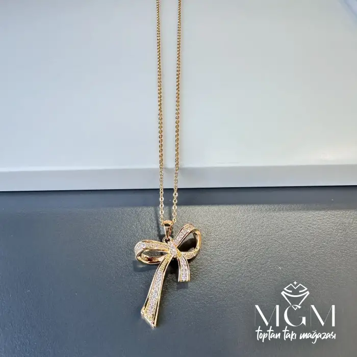 Zirkon Taşlı Fiyonk Kolye - Kl0023