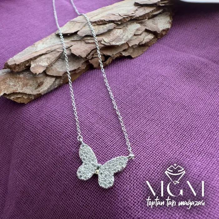 Zirkon Taşlı Kelebek Kolye - Kl0009-b