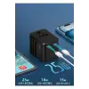 25w Evrensel Seyahat Adaptörü, Eu/us/uk/au Priz Dönüştürücü, 1x Usb, 2x Type-c Hızlı Şarj