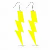 80’ler 9039lar Retro Neon Sarı Şimşek Küpe 10 Cm