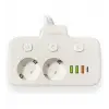 Akım Korumalı 2’li Ayrı Anahtarlı Priz, 2x Priz, 3x Usb, 1x Type-c, 2 Mt Kablo, Hızlı Şarj