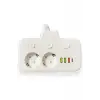 Akım Korumalı 2’li Ayrı Anahtarlı Priz, 2x Priz, 3x Usb, 1x Type-c, 2 Mt Kablo, Hızlı Şarj
