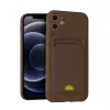 Apple İphone 11 Kılıf Kelvin Kartvizitli Silikon - Kahverengi