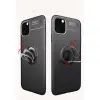 Apple İphone 11 Pro Kılıf Range Yüzüklü Silikon - Siyah-mavi
