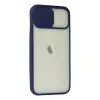 Apple İphone 12 Kılıf Palm Buzlu Kamera Sürgülü Silikon - Lacivert