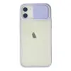 Apple İphone 12 Kılıf Palm Buzlu Kamera Sürgülü Silikon - Lila