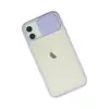 Apple İphone 12 Kılıf Palm Buzlu Kamera Sürgülü Silikon - Lila