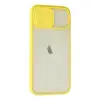 Apple İphone 12 Kılıf Palm Buzlu Kamera Sürgülü Silikon - Sarı