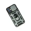 Apple İphone 12 Mini Kılıf Pars Lens Yüzüklü Silikon - Yeşil
