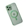 Apple İphone 12 Pro Kılıf Magneticsafe Lazer Silikon - Haki Yeşil