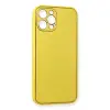Apple İphone 12 Pro Max Kılıf Coco Deri Silikon Kapak - Sarı
