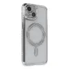 Apple İphone 13 Kılıf Joke Simli Magneticsafe Kılıf - Gümüş