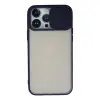 Apple İphone 13 Pro Max Kılıf Palm Buzlu Kamera Sürgülü Silikon - Lacivert