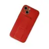 Apple İphone 14 Kılıf Coco Deri Standlı Kapak - Kırmızı