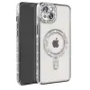 Apple İphone 14 Kılıf Joke Simli Magneticsafe Kılıf - Gümüş