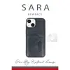 Apple İphone 14 Kılıf Sara Kartvizitli Deri Kılıf - Lacivert