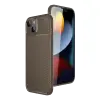Apple İphone 15 Kılıf Auto Focus Karbon Kapak - Kahverengi