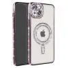 Apple İphone 15 Kılıf Joke Simli Magneticsafe Kılıf - Derin Mor
