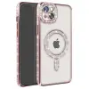 Apple İphone 15 Kılıf Joke Simli Magneticsafe Kılıf - Pembe