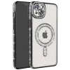 Apple İphone 15 Kılıf Joke Simli Magneticsafe Kılıf - Siyah