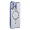 Apple İphone 15 Pro Kılıf Joke Simli Magneticsafe Kılıf - Mavi