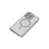 Apple İphone 15 Pro Max Kılıf Joke Simli Magneticsafe Kılıf - Gümüş