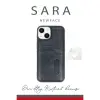 Apple İphone 15 Sara Kartvizitli Deri Kılıf - Kırmızı