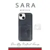 Apple İphone 15 Sara Kartvizitli Deri Kılıf - Lacivert