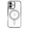 Apple İphone 16 Plus Kılıf Joke Simli Magneticsafe Kılıf - Gri