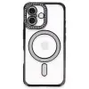 Apple İphone 16 Plus Kılıf Joke Simli Magneticsafe Kılıf - Siyah