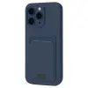 Apple İphone 16 Pro Kılıf Kelvin Kartvizitli Silikon - Lacivert