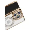 Apple İphone 16 Pro Max Kılıf Joke Simli Magneticsafe Kılıf - Gold