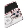 Apple İphone 16 Pro Max Kılıf Joke Simli Magneticsafe Kılıf - Pembe