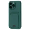 Apple İphone 16 Pro Max Kılıf Kelvin Kartvizitli Silikon - Koyu Yeşil
