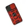 Apple İphone 7 Kılıf Pars Lens Yüzüklü Silikon - Kırmızı