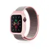 Apple Watch 38mm Hasırlı Cırtcırtlı Kasalı Kordon - Pembe