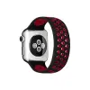 Apple Watch 42mm Ayarlı Delikli Silikon Kordon - Siyah-kırmızı