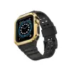 Apple Watch 42mm Kr401 Silikon Kordon (SAAT DEĞİLDİR) - Siyah-gold