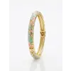 AQua Petal Pembe  & Su Yeşili Mine İşlemeli Kelepçe Bileklik - Kbl0451