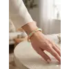 AQua Petal Pembe  & Su Yeşili Mine İşlemeli Kelepçe Bileklik - Kbl0451