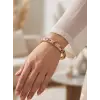 Bahar Işıltısı Mor & Pembe Mine İşlemeli Kelepçe Bileklik - Kbl0449