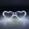 Beyaz Led Işıklı Kalp Gözlük – 3 Modlu Parti  Glow Gözlüğü