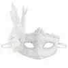 Beyaz Tüylü Venedik Lüks Balo Maskesi