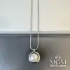 Rodyum İnci Taşlı Zincir Çelik Uç Kısmı Pirinç Kolyeler 40 + 5 Cm Uzatma Payı - Kl0113